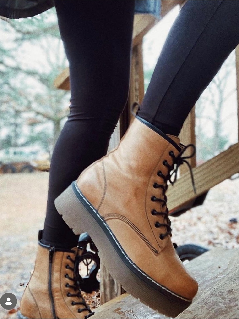 Roolee Elvis Women's Tan Lace-Up Platform Combat Boots